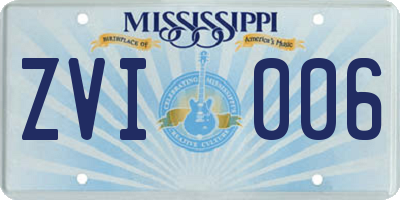 MS license plate ZVI006