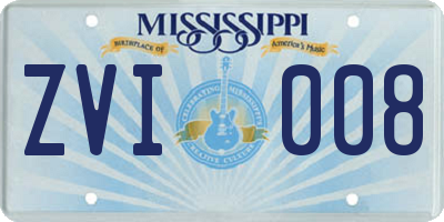 MS license plate ZVI008