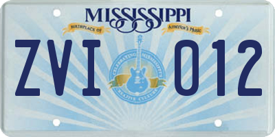 MS license plate ZVI012