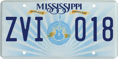MS license plate ZVI018