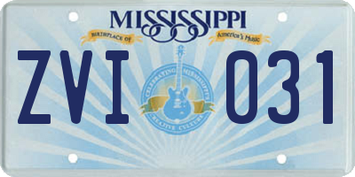 MS license plate ZVI031