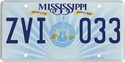 MS license plate ZVI033
