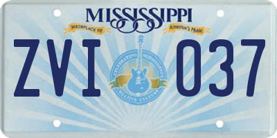 MS license plate ZVI037