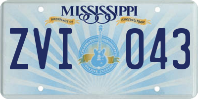 MS license plate ZVI043