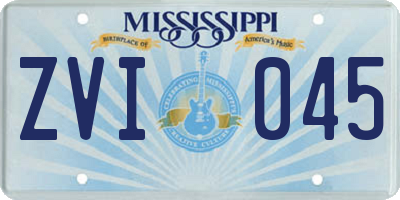 MS license plate ZVI045