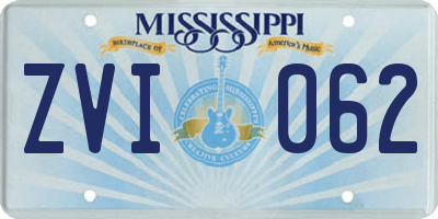 MS license plate ZVI062