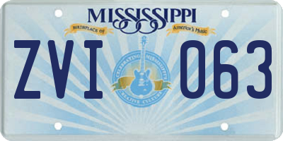 MS license plate ZVI063