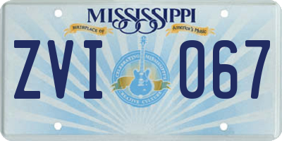 MS license plate ZVI067