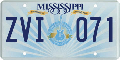 MS license plate ZVI071