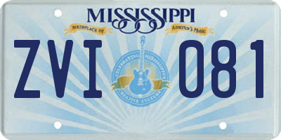 MS license plate ZVI081