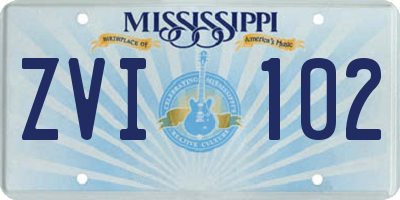 MS license plate ZVI102