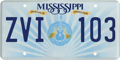 MS license plate ZVI103