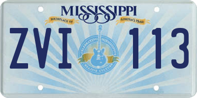 MS license plate ZVI113