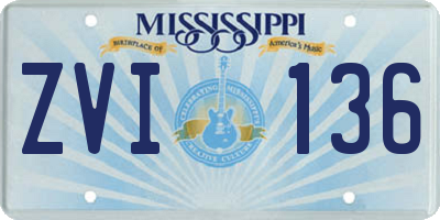 MS license plate ZVI136