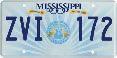 MS license plate ZVI172