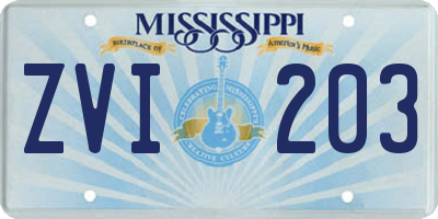 MS license plate ZVI203
