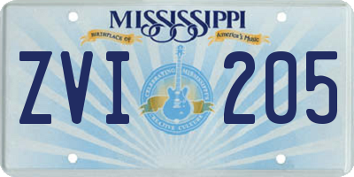 MS license plate ZVI205
