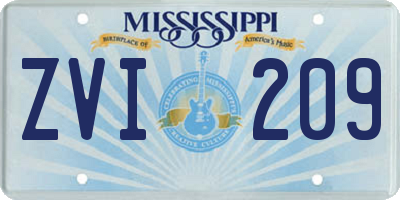 MS license plate ZVI209