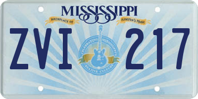 MS license plate ZVI217