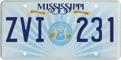 MS license plate ZVI231