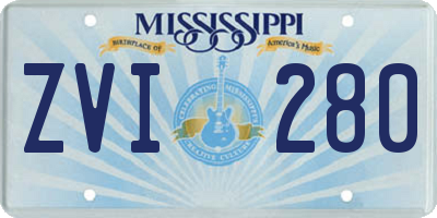 MS license plate ZVI280
