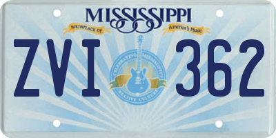 MS license plate ZVI362