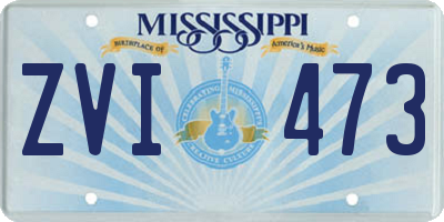 MS license plate ZVI473