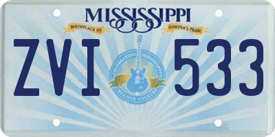 MS license plate ZVI533