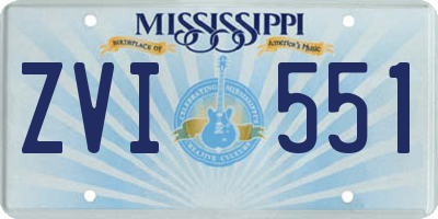MS license plate ZVI551