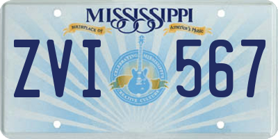 MS license plate ZVI567