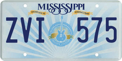 MS license plate ZVI575