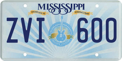 MS license plate ZVI600