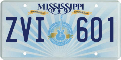 MS license plate ZVI601