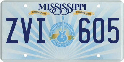 MS license plate ZVI605
