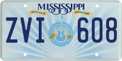 MS license plate ZVI608