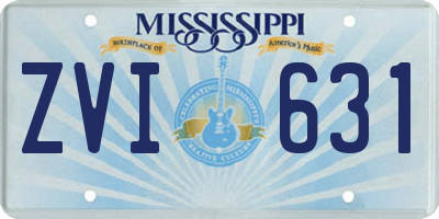 MS license plate ZVI631