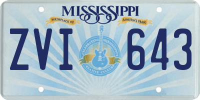 MS license plate ZVI643