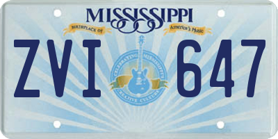 MS license plate ZVI647