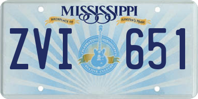 MS license plate ZVI651