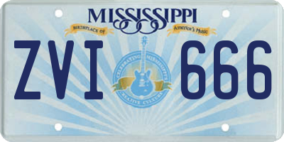 MS license plate ZVI666