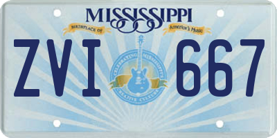 MS license plate ZVI667