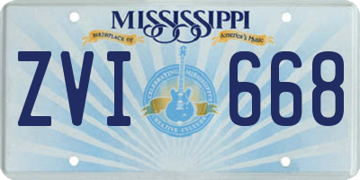 MS license plate ZVI668