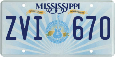 MS license plate ZVI670