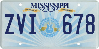 MS license plate ZVI678