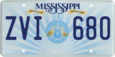 MS license plate ZVI680