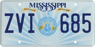 MS license plate ZVI685