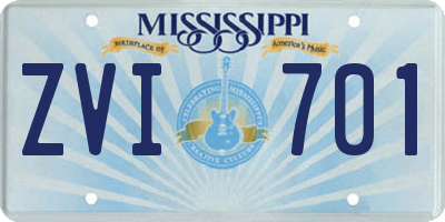 MS license plate ZVI701