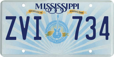 MS license plate ZVI734