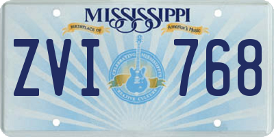 MS license plate ZVI768