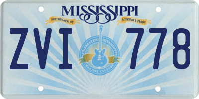 MS license plate ZVI778